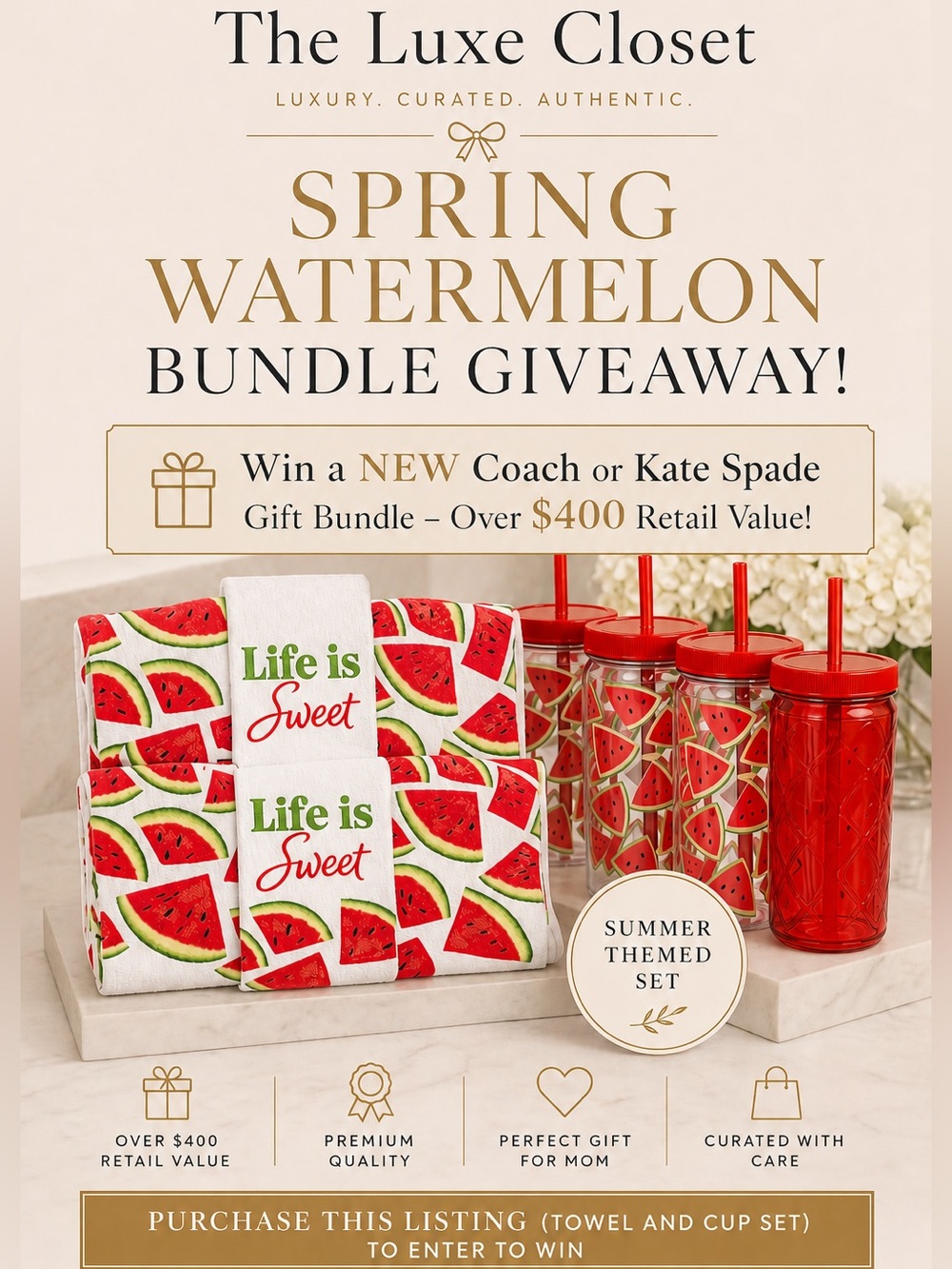 Towel and Cup Bundle for Coach / Kate Spade Giveaway - Picture 1 of 3